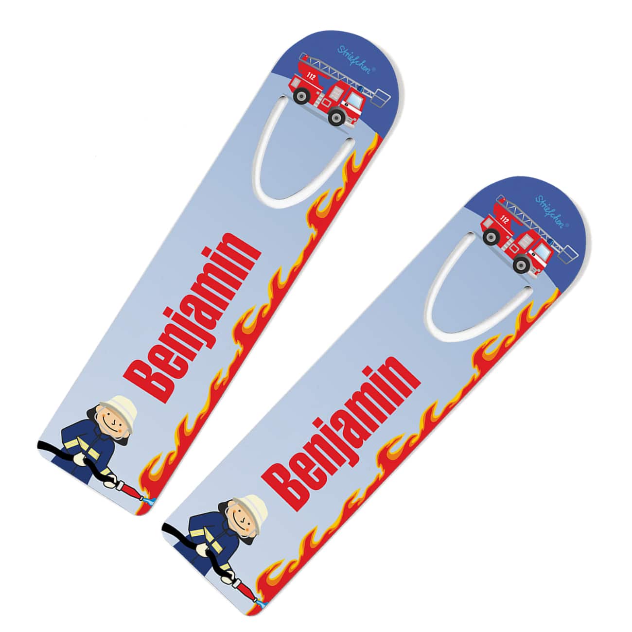 Feuerwehrlesezeichen mit Wunschname