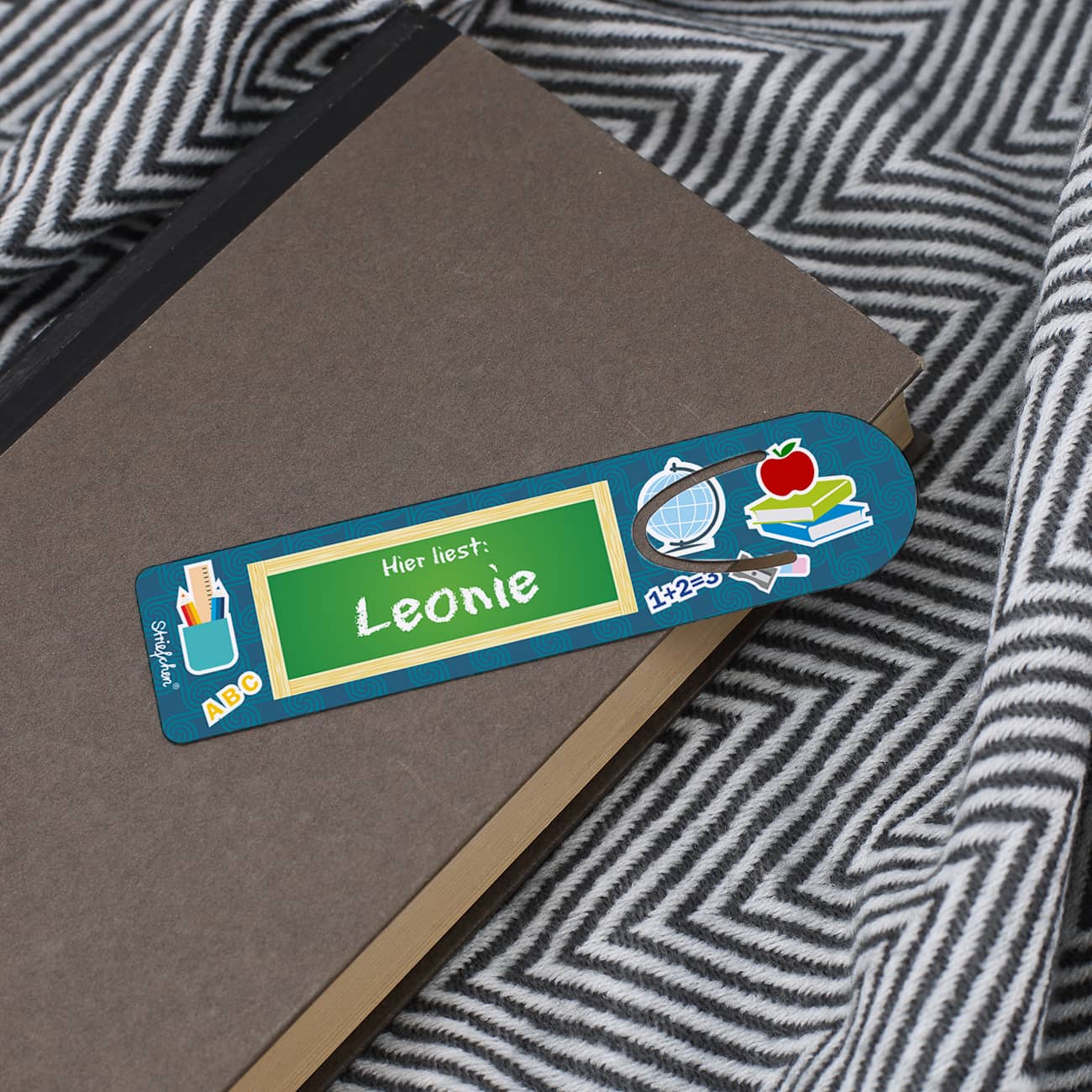 Lesezeichen zum Schulanfang mit Wunschname