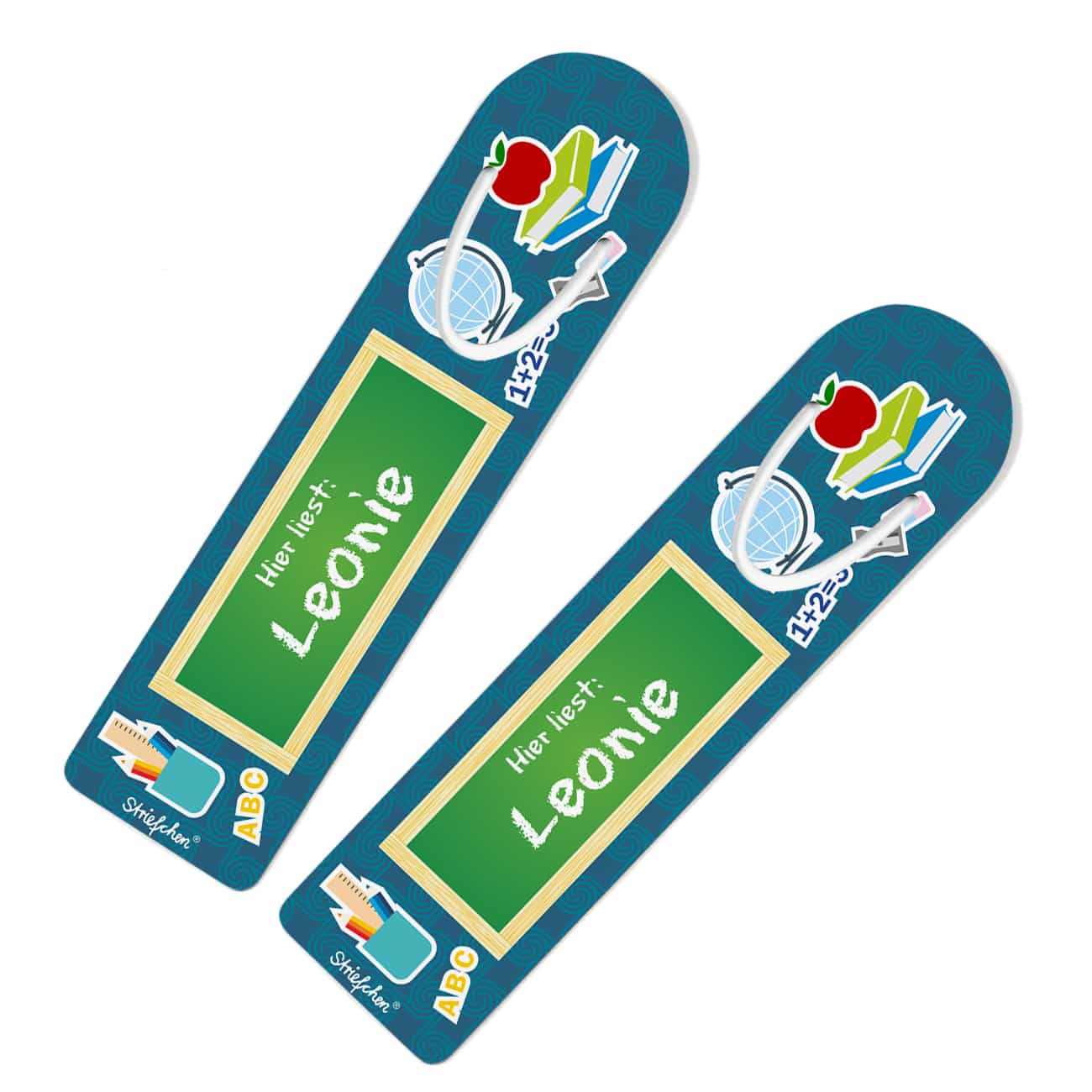 Lesezeichen zum Schulanfang mit Wunschname