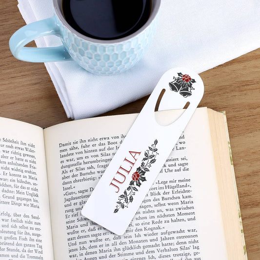 Lesezeichen mit Weihnachtsmotiv und Name bedruckt