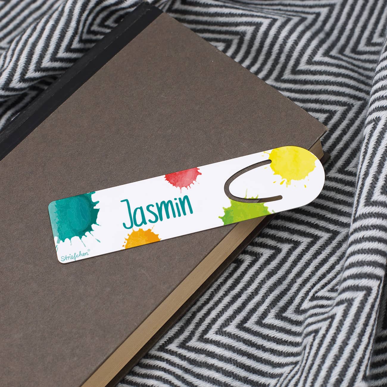 Bunt bedrucktes Lesezeichen