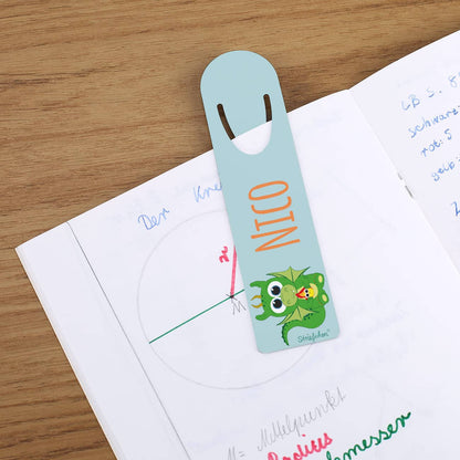 Lesezeichen mit Drache und Name