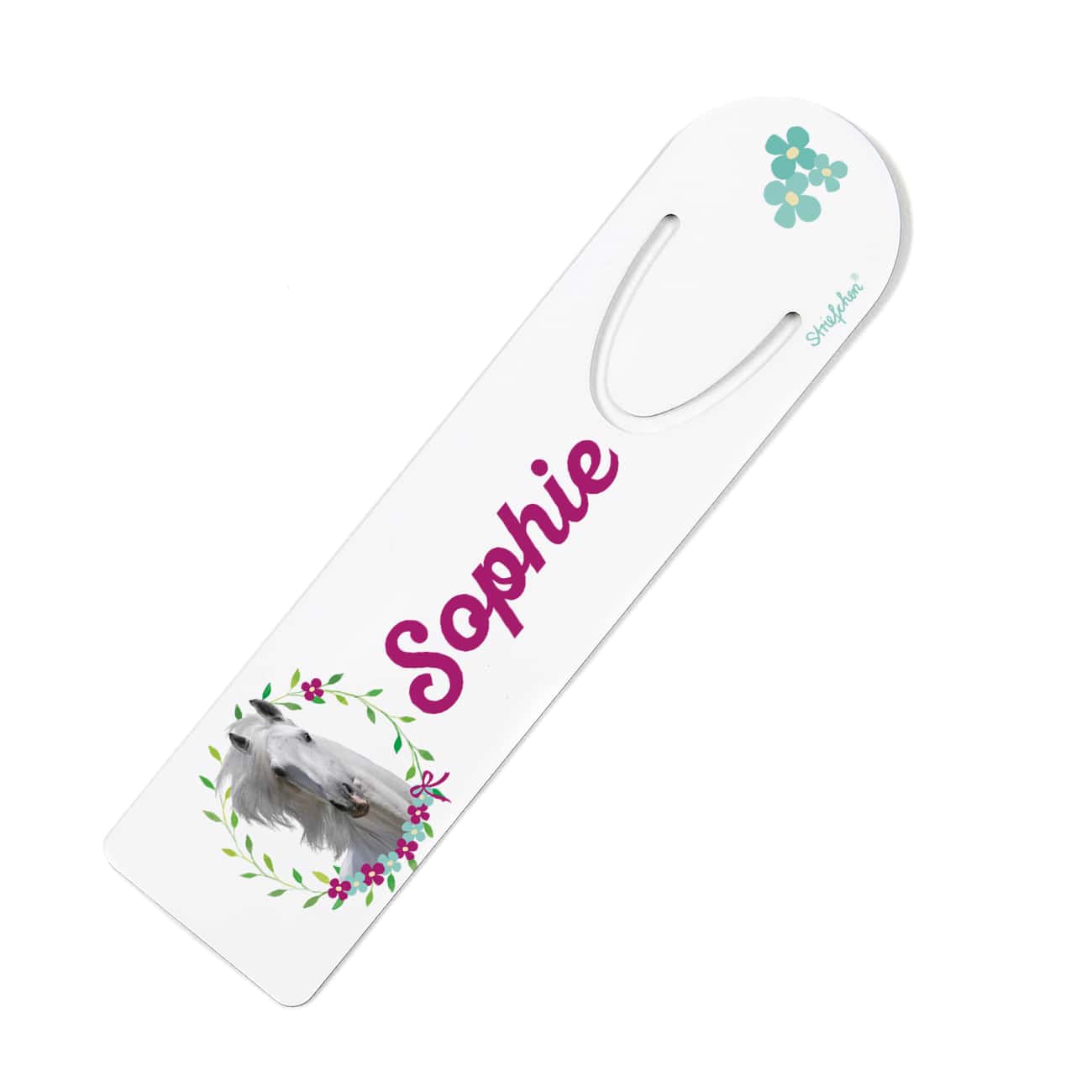 Lesezeichen für Kinder mit Pferd und Name