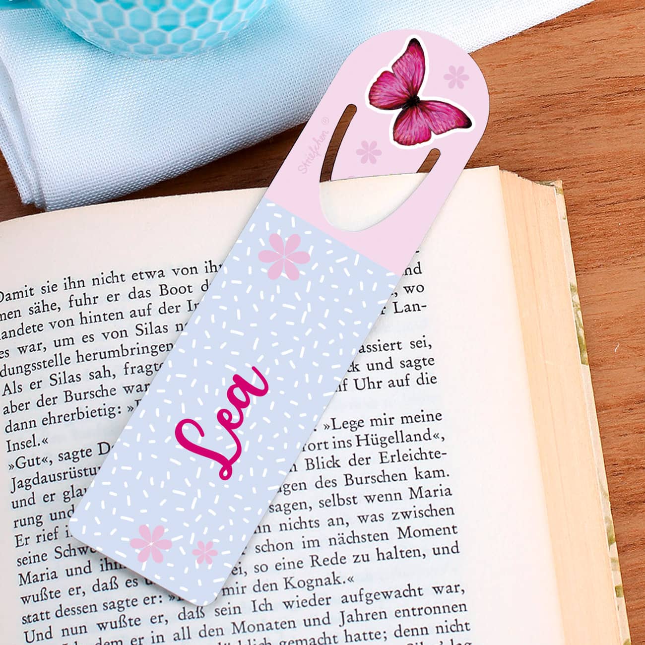 Lesezeichen mit Schmetterling und Name