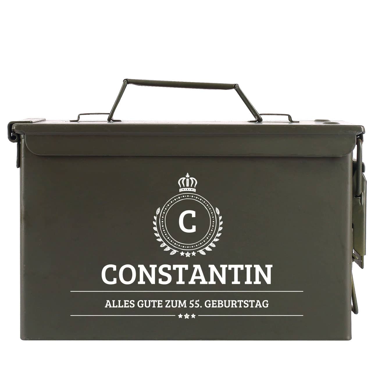 Ammo Can mit Wunschtext, Monogramm und Name