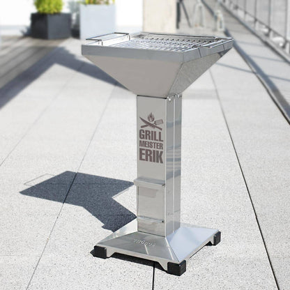 Kaminzuggrill für Grillmeister aus Edelstahl mit Name graviert