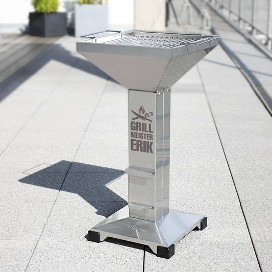 Kaminzuggrill für Grillmeister aus Edelstahl mit Name graviert