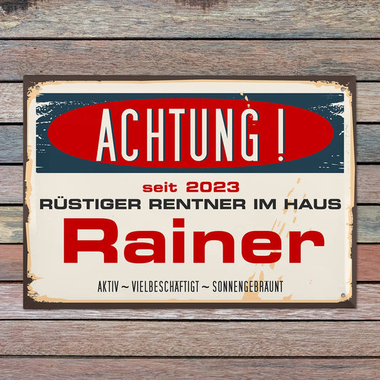 Geburtstagsgeschenk für Rentner - Metallschild mit Name