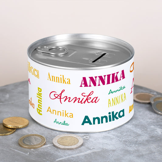 Personalisiert mit Wunschnamen in verschiedenen Schriftarten