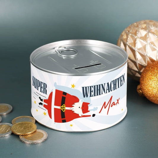 Super Weihnachten - Spardose zum Aufreißen mit Ihrem Wunschnamen
