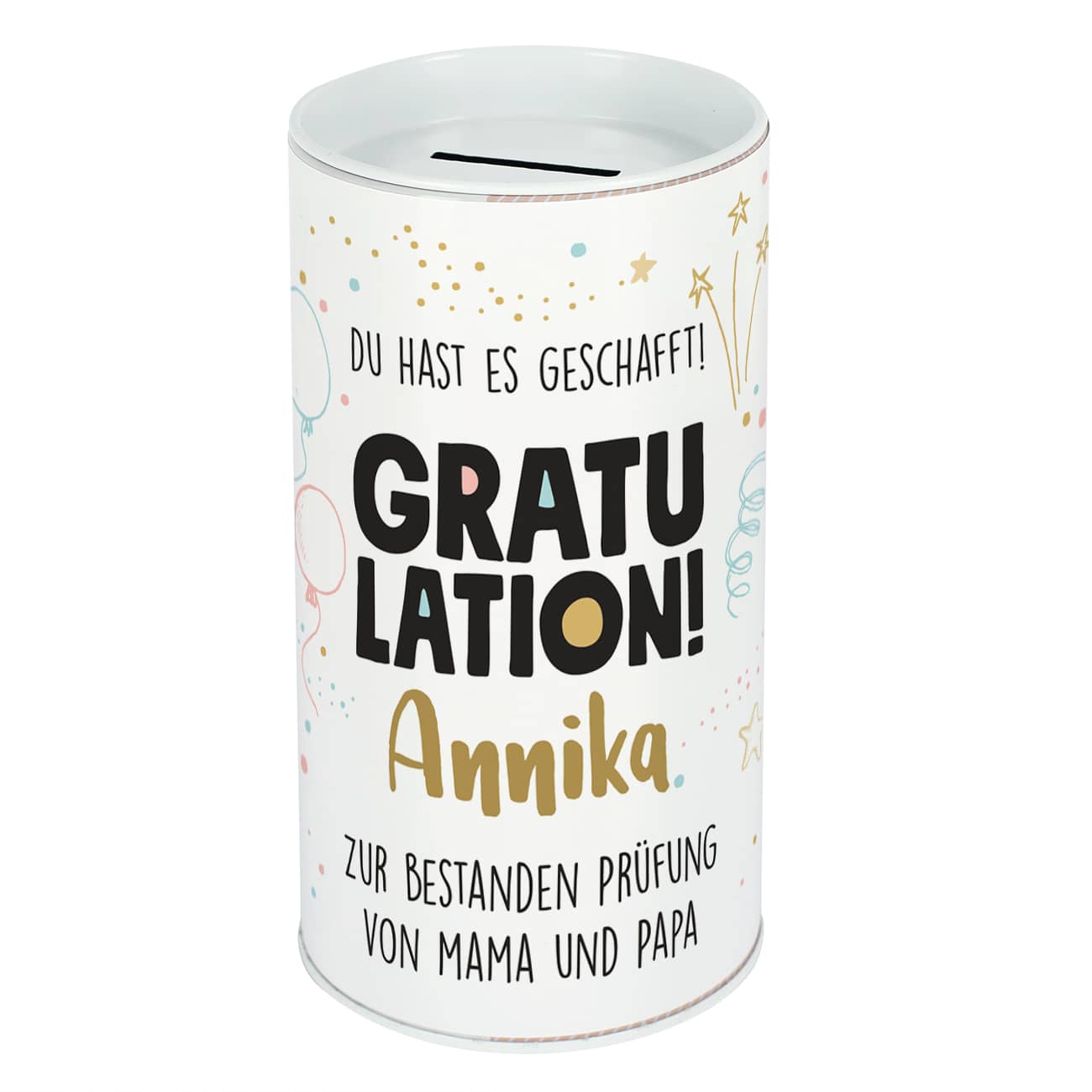 Personalisierte Spardose mit Name & Text personalisiert