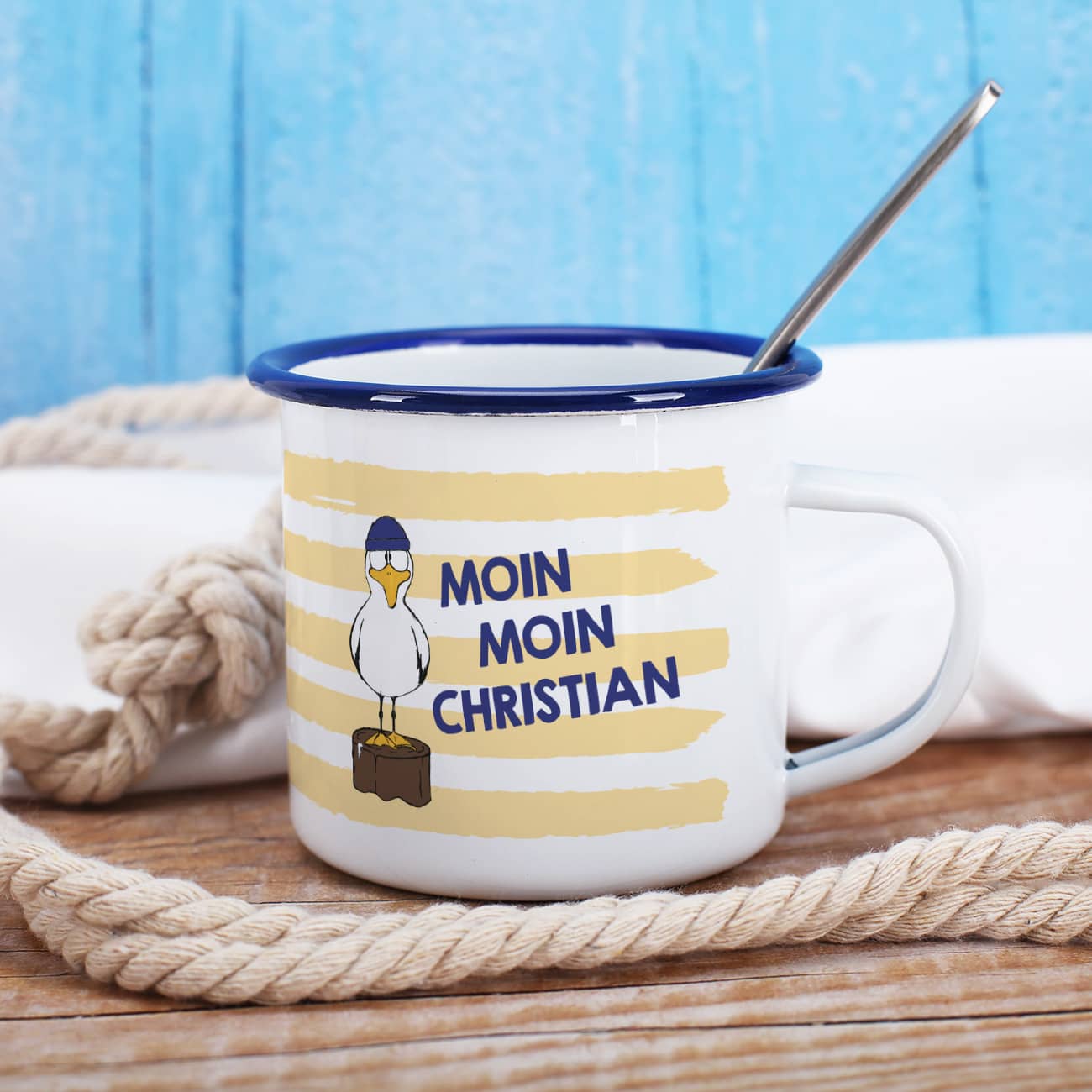 Maritime Tasse mit Möwenaufdruck