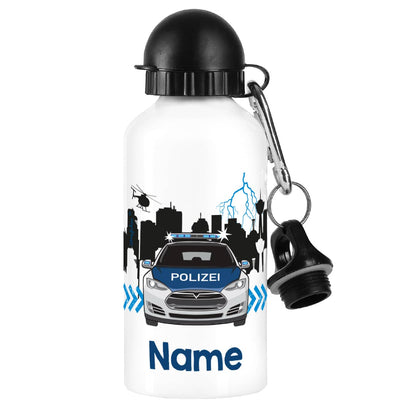 Trinkflasche für Kinder mit Polizeiauto Motiv und Name