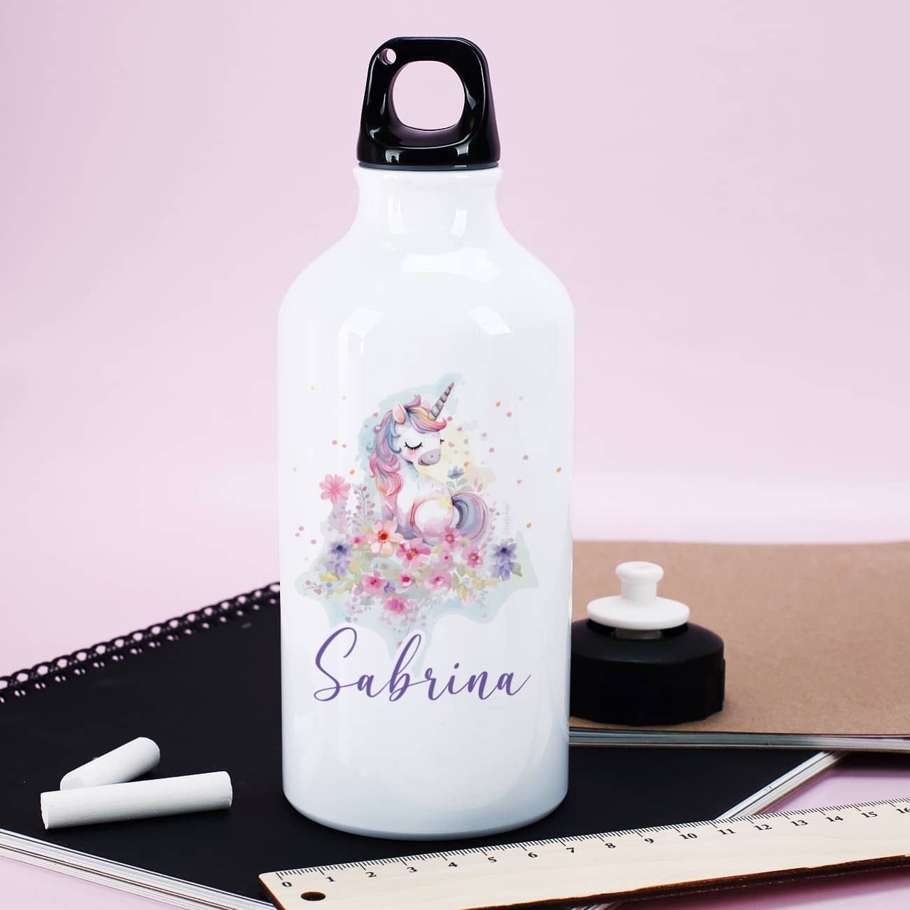 Persönlich bedruckte Trinkflasche aus Aluminium