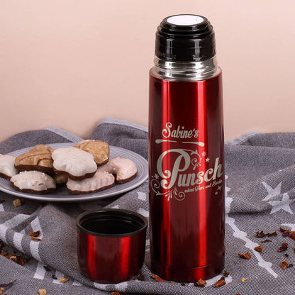 Thermoskanne mit Druckknopf und Verschlusskappe