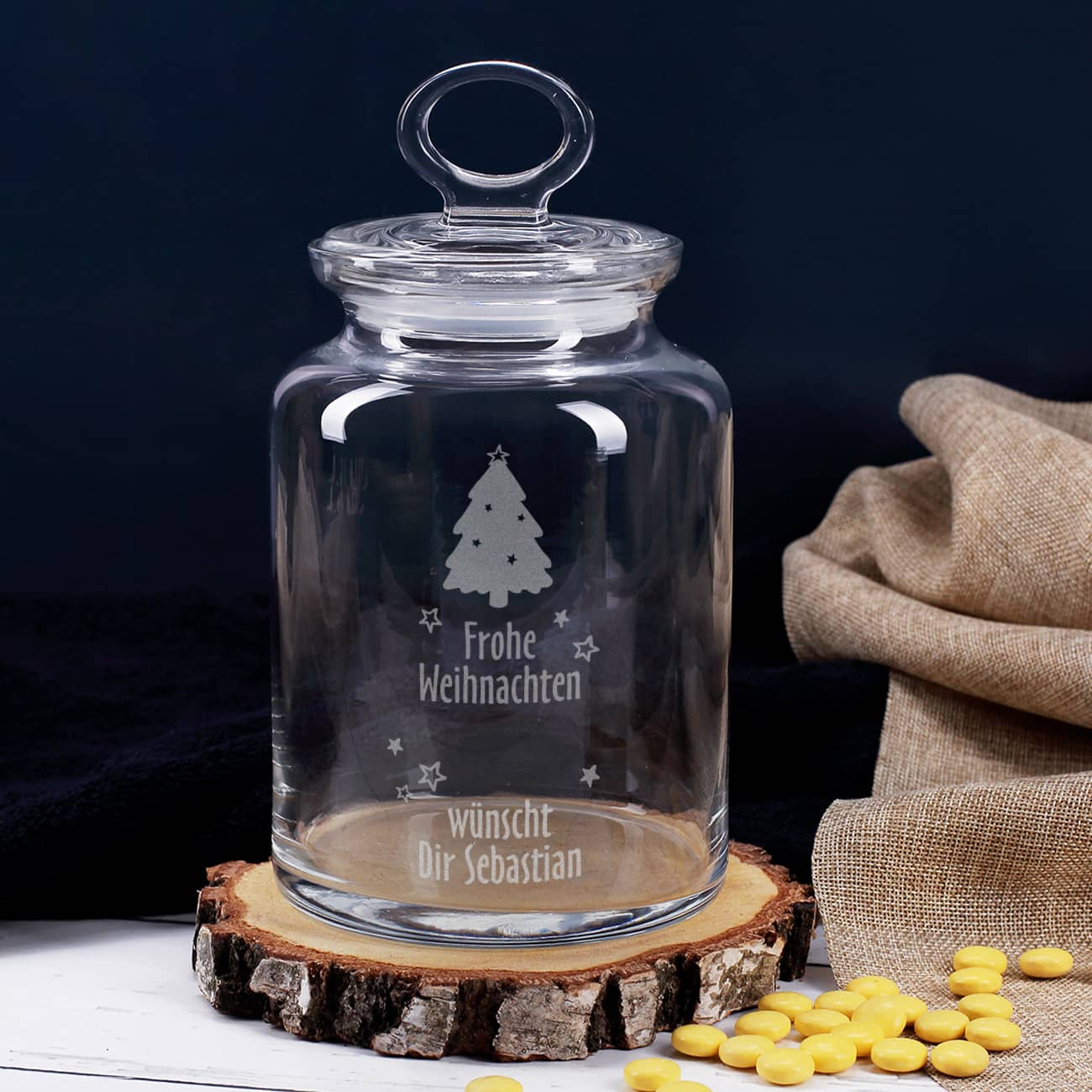 Weihnachtsgeschenk Glasdose zum Befüllen