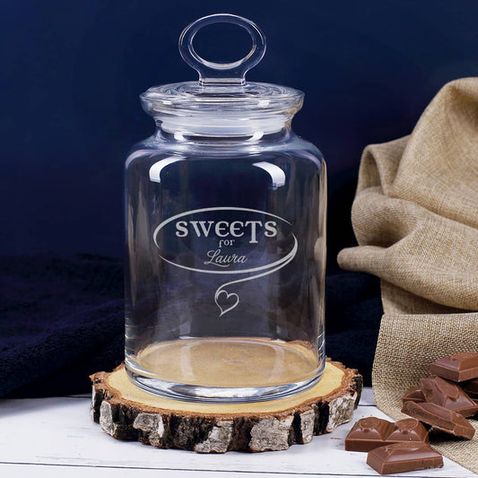 Große Glasdose mit Glasdeckel und Gravur Ihres Wunschnamens