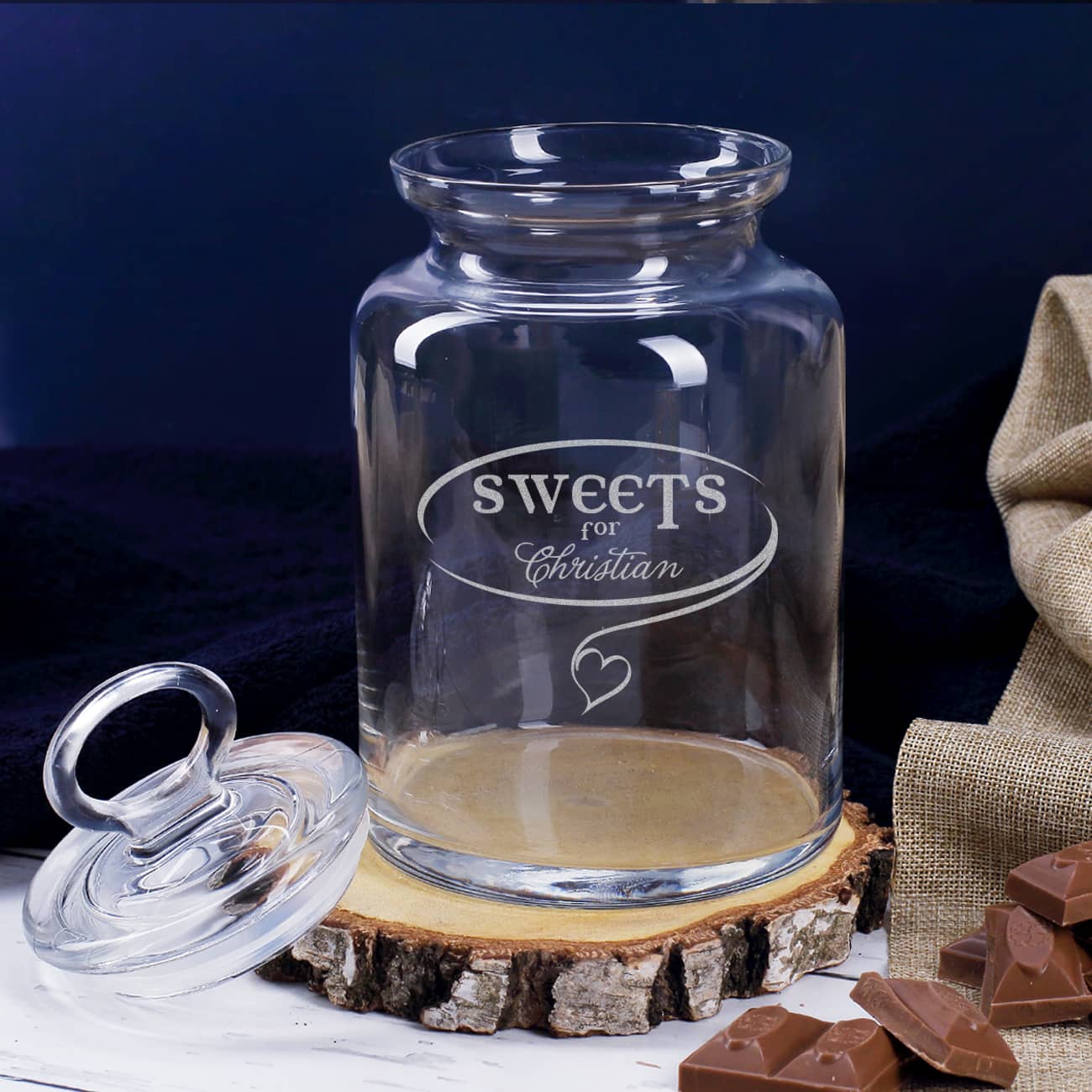 Keksdose aus Glas mit Name graviert