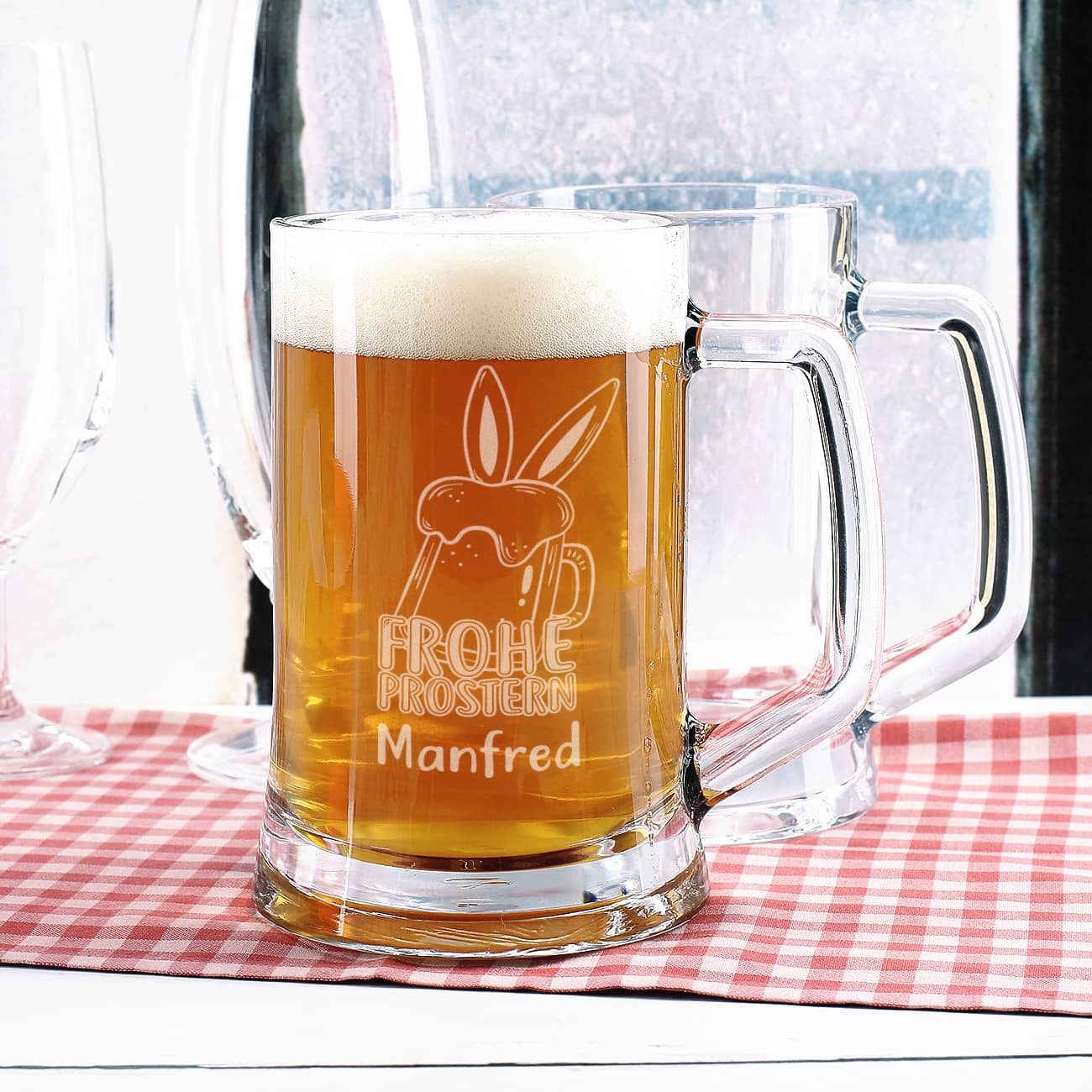 Krug für Bier mit persönlicher Namensgravur zu Ostern