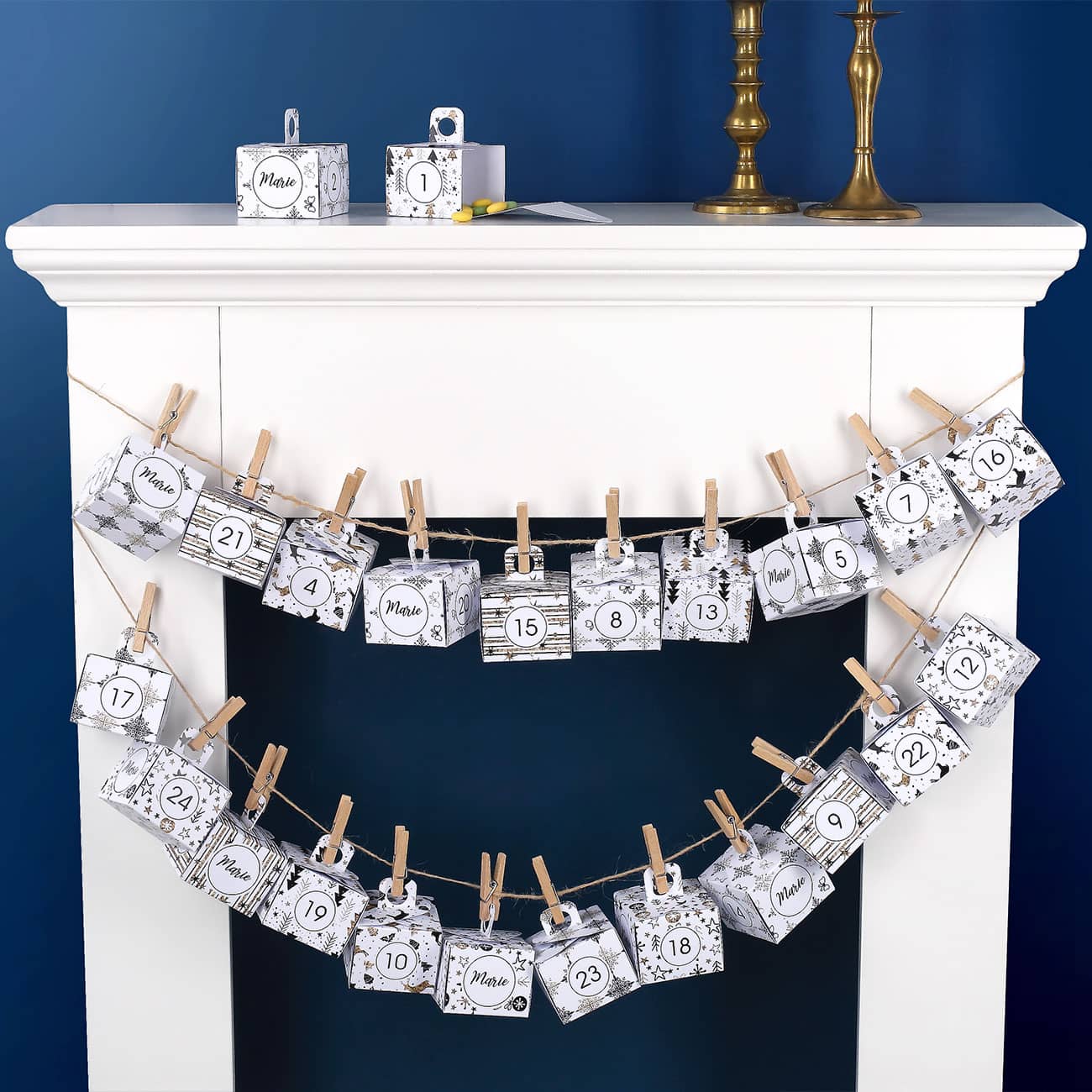 Adventskalender zum selbst befüllen mit Wunschname und tollem Motiv