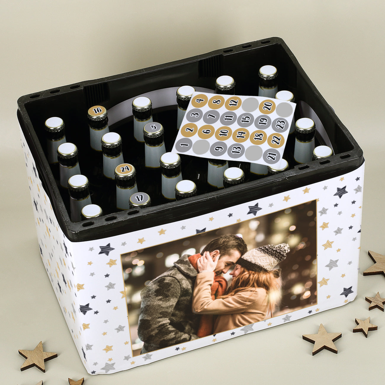 Raffinierter Bierkasten-Adventskalender mit Foto bedruckt