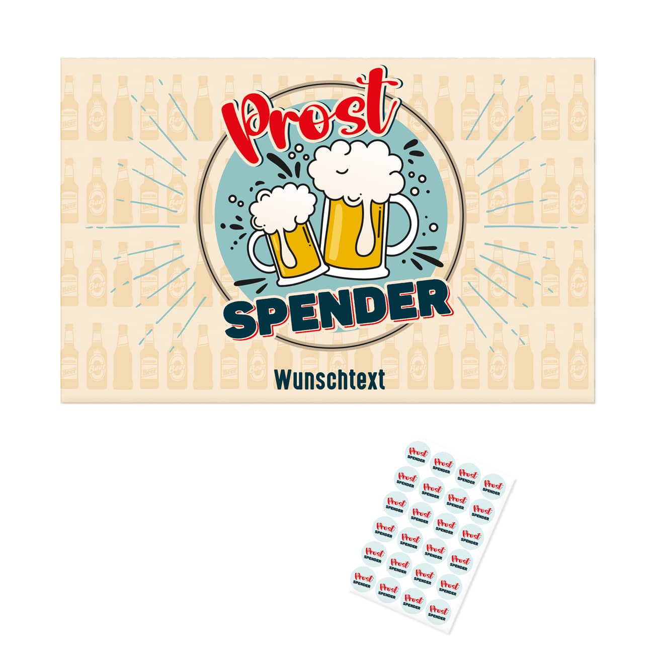 Prost-Spender Bierbanderole mit Wunschtext und Aufkleber