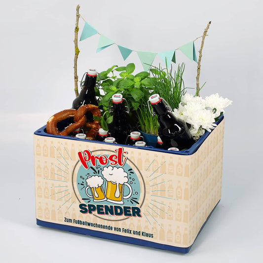 Prostspender Banderole für Bierkästen mit Wunschtext und Aufkleber