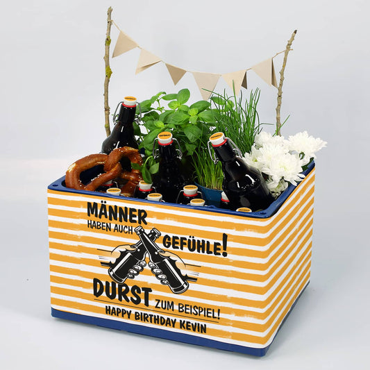 Banderole für Bierkasten für Männer mit personalisiertem Text