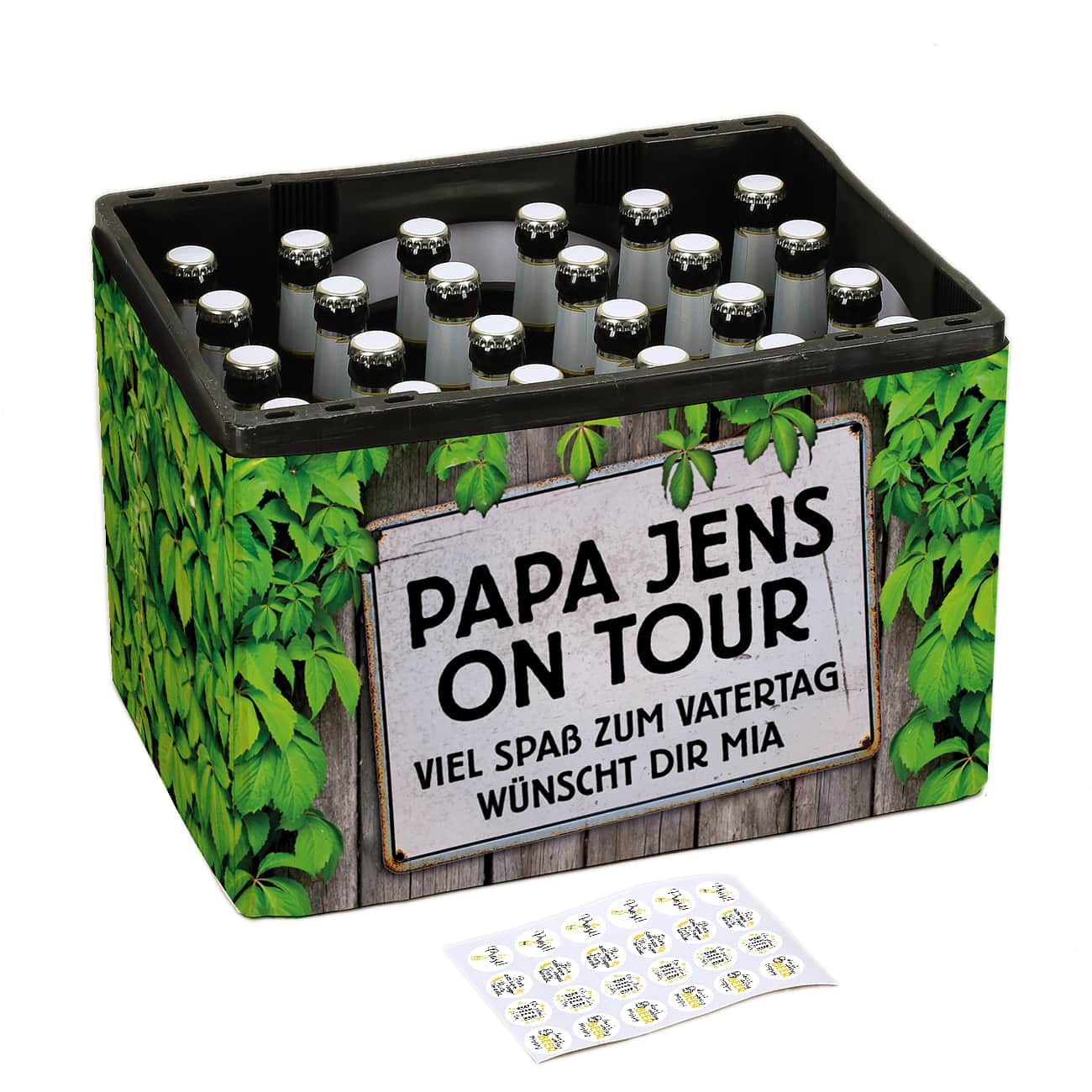 Vatertagsgeschenk - Bierkasten-Banderole mit Ihrem Wunschtext