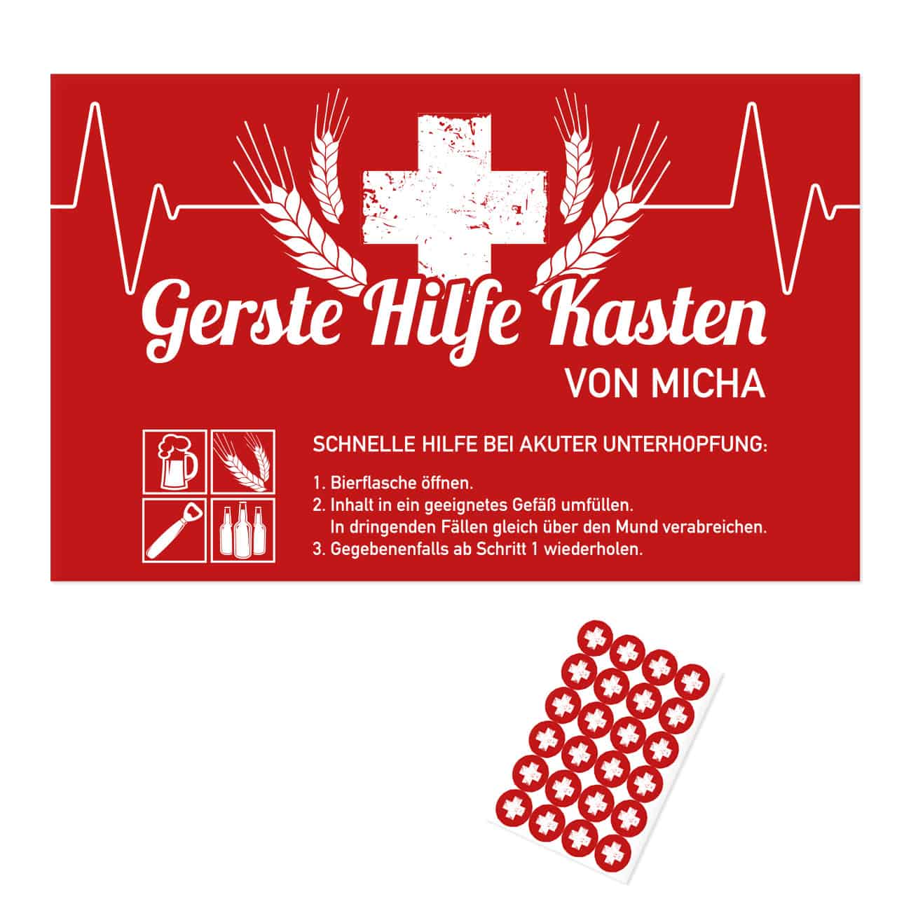 Lustiges DIY-Set für originelle Bier-Geschenke - Gerste Hilfe Kasten von - mit Ihrem Wunschnamen