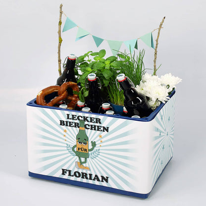Banderole für einen Bierkasten mit Name personalisiert