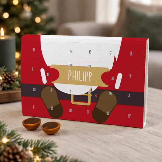 Toffifee Adventskalender mit Weihnachtsmann Motiv und Wunschnamen