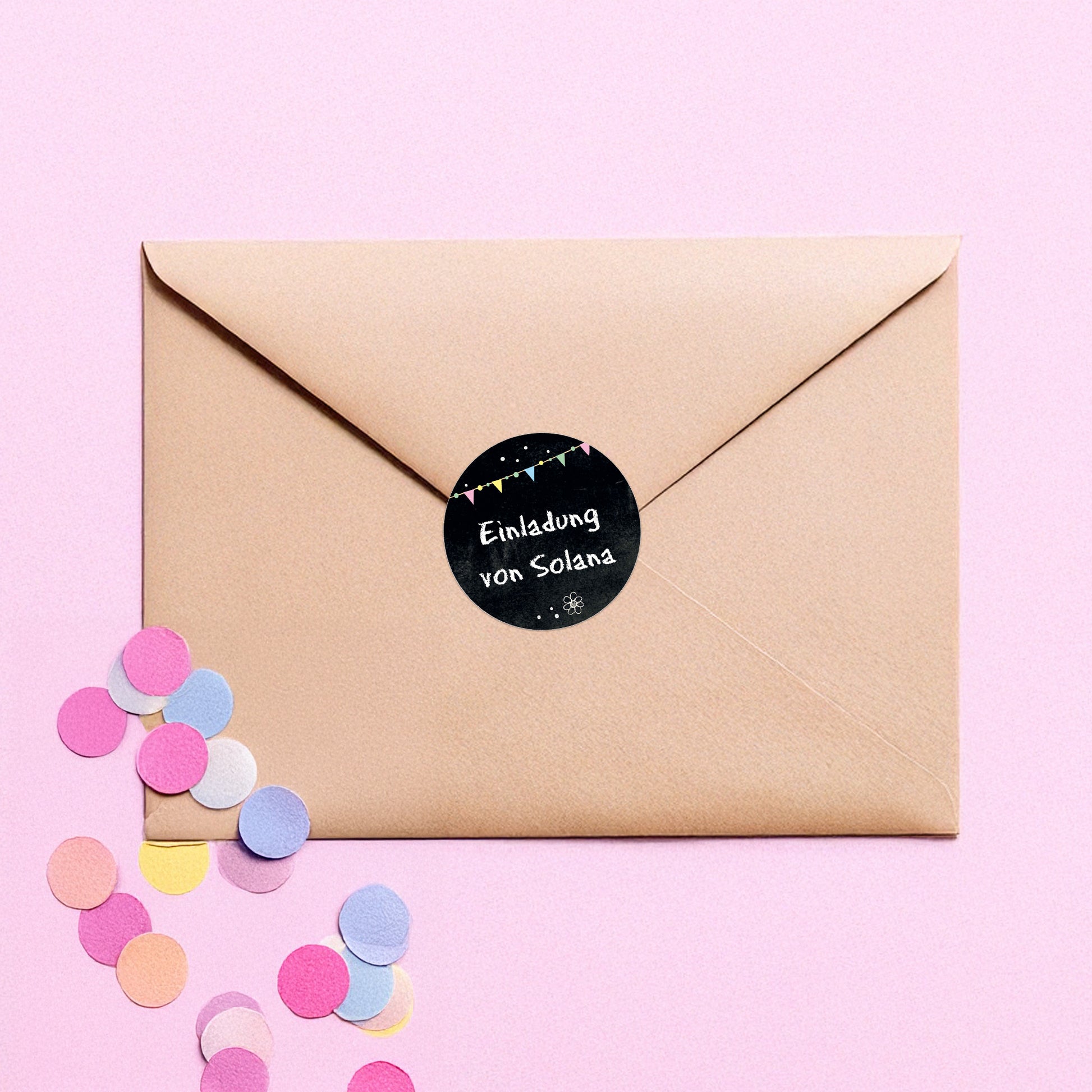 Moderne Briefgestaltung mit stilvollem, schwarzem Sticker