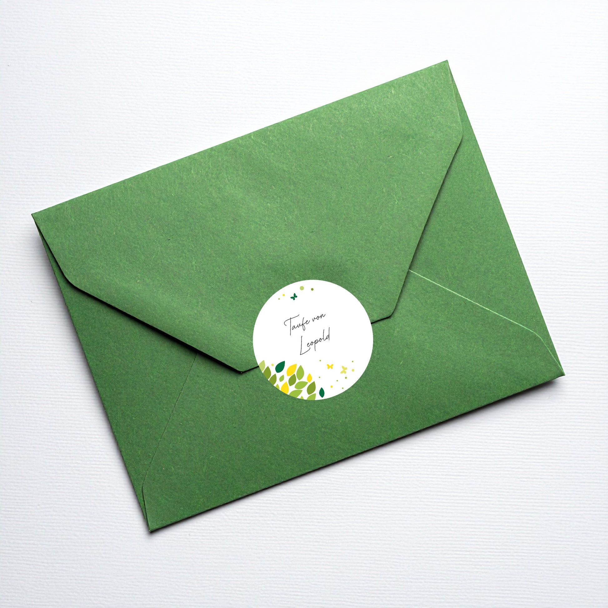 Einsatzbeispiel auf grünem Briefumschlag