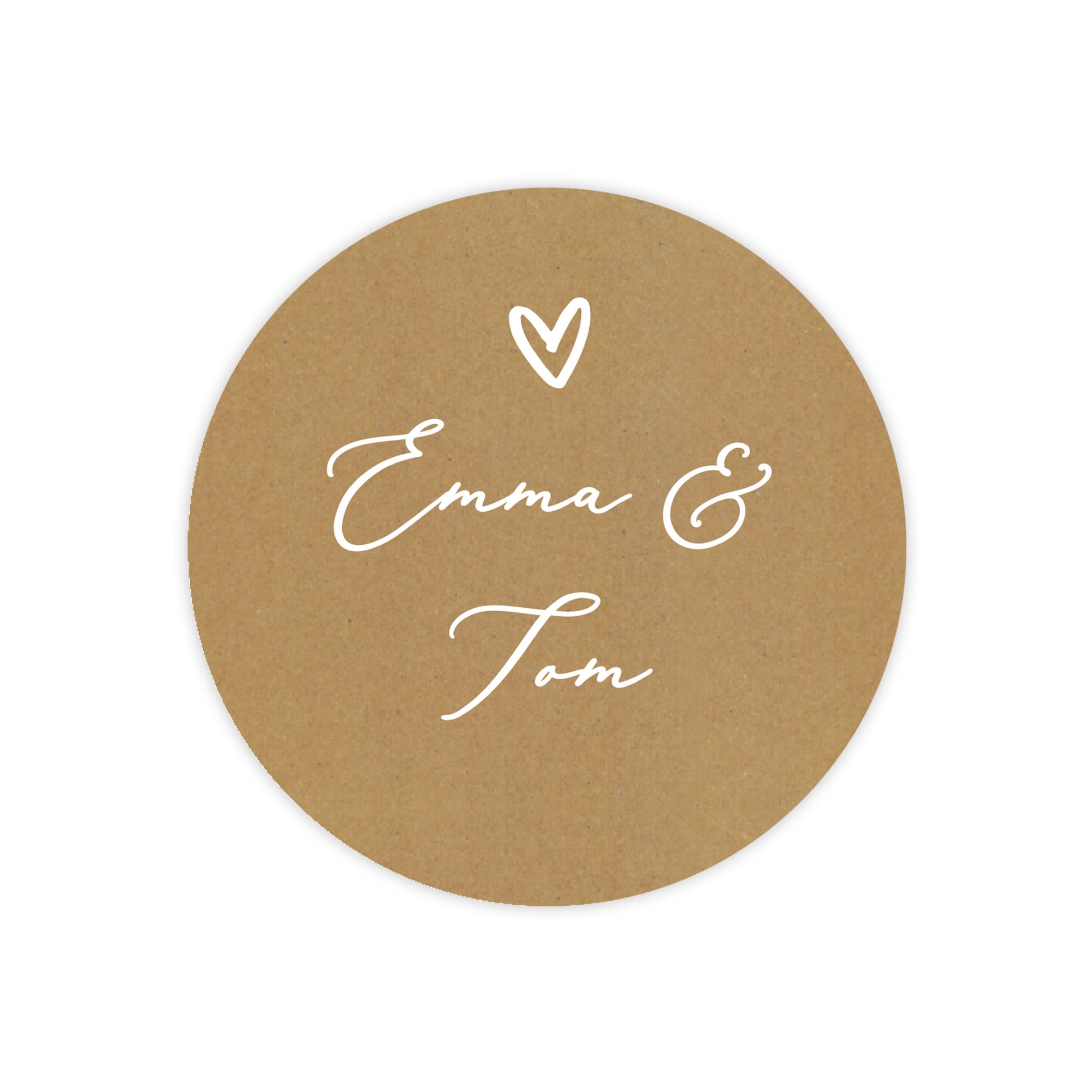 Freigestelltes Produktbild des runden Stickers auf weißem Hintergrund