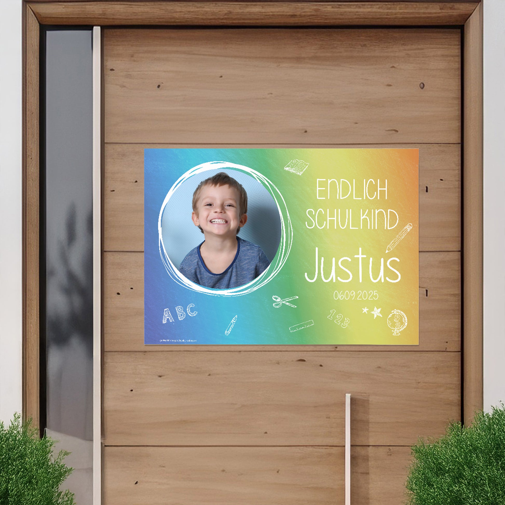 kunterbuntes bedrucktes Foto-Banner zum Schulstart