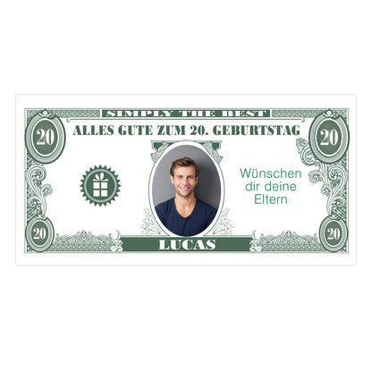 XXL Geburtstagsbanner Dollarschein mit Foto