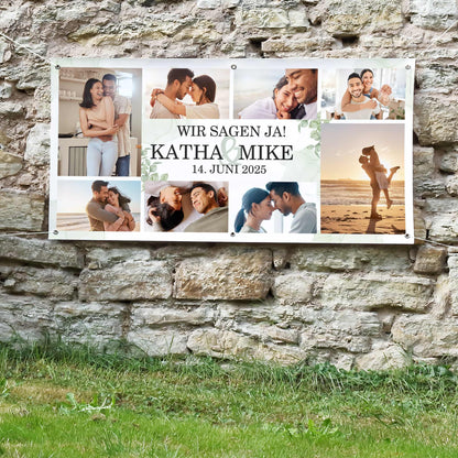 Großes Hochzeitsbanner mit 8 Fotos