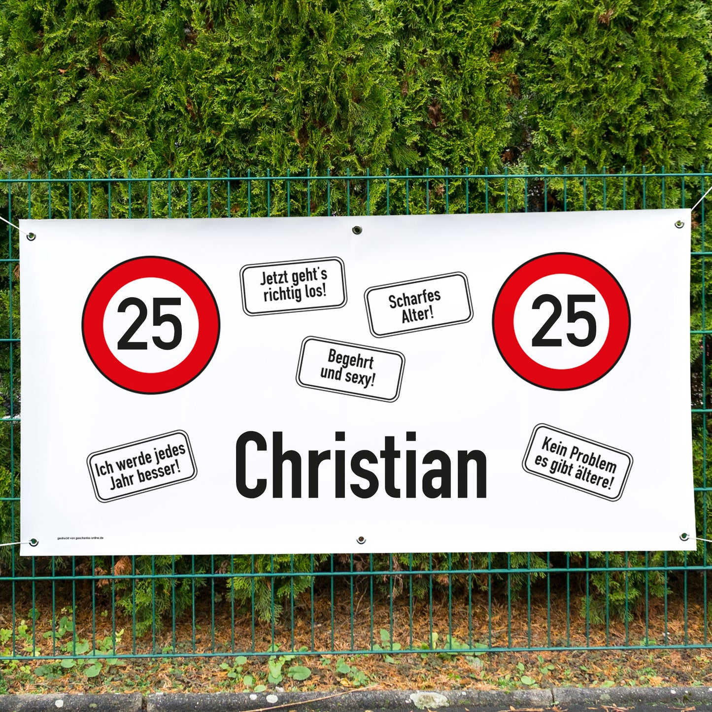 XXL-Banner Verkehrszeichen zum Geburtstag mit Namen und Alter