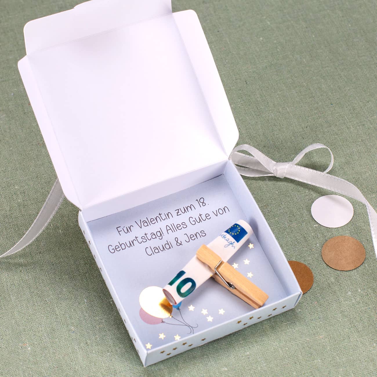 Happy Birthday 18 - Geschenkbox für Geldgeschenke mit Wunschtext