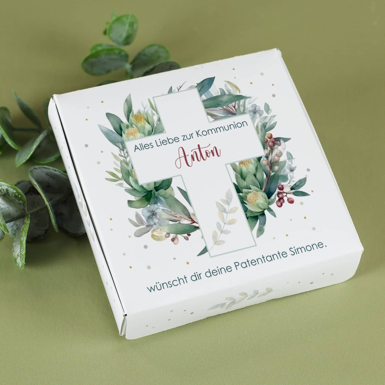 Zwei Zeilen Text und Name nach Wunsch personalisiert