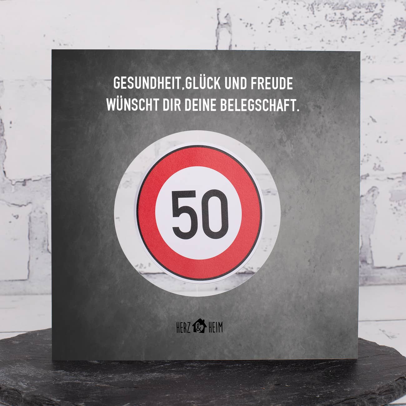 Happy Birthday - Glückwunschkarte mit drehbarem Verkehrsschild, Name und Wunschtext