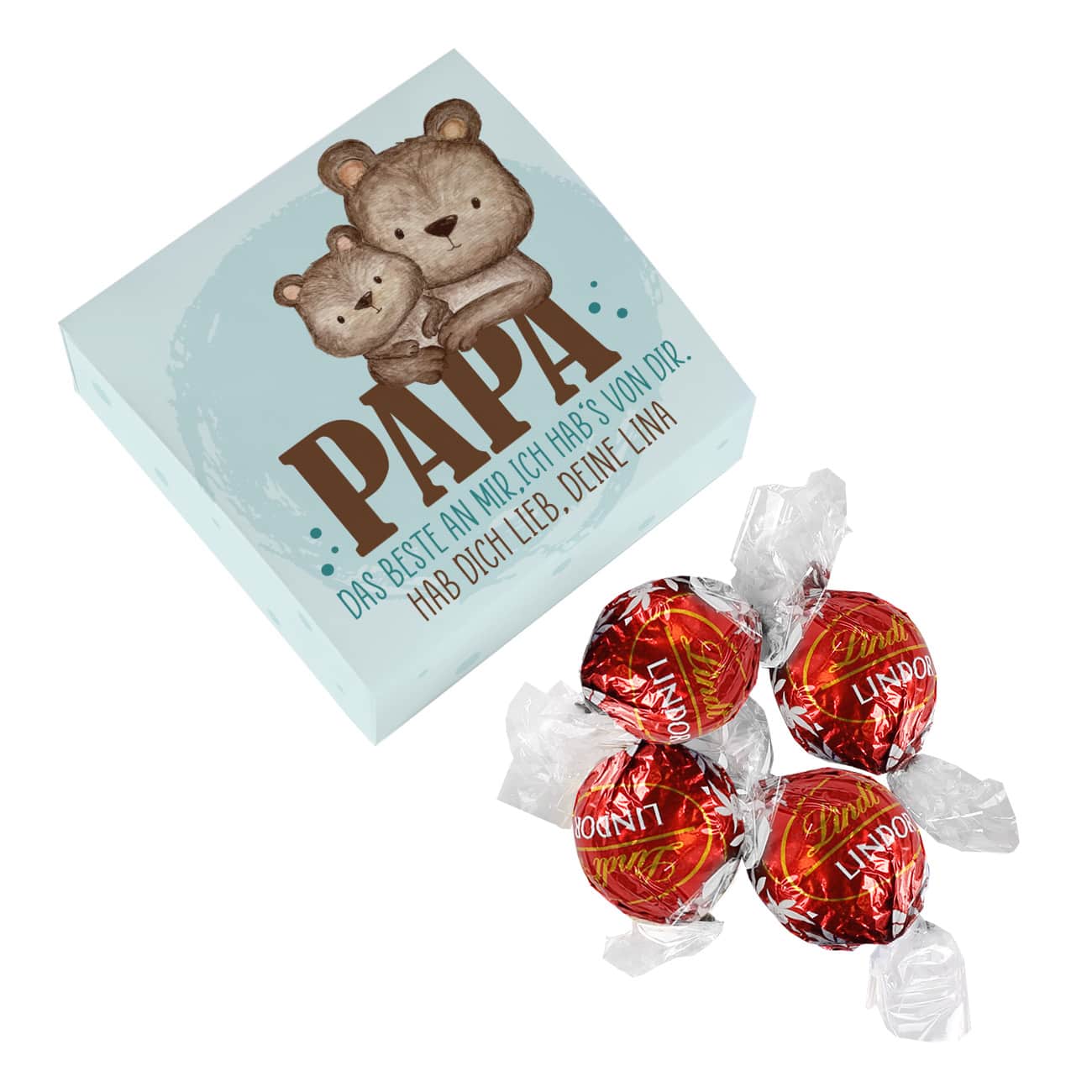 Liebevolles Geschenk mit Schokolade zum Vatertag