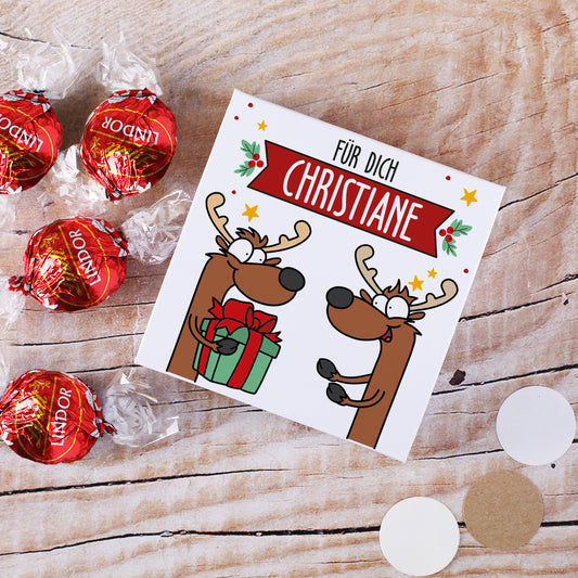Eine Kleinigkeit zu Weihnachten - Faltschachtel mit 4 Lindorkugeln