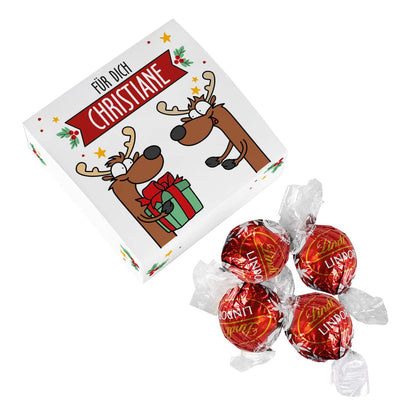 Pralinen Weihnachten - Faltschachtel mit Name und 4 Lindorkugeln