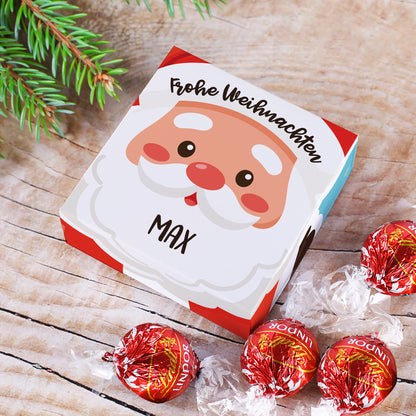 Lindt Lindor Geschenkbox mit Weihnachtsmann Motiv, Name Max und vier Schokokugeln