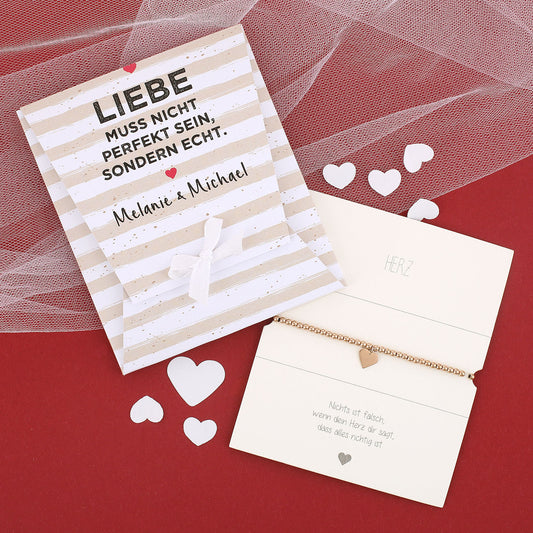 Herzarmband mit Verpackung - Liebe muss echt sein