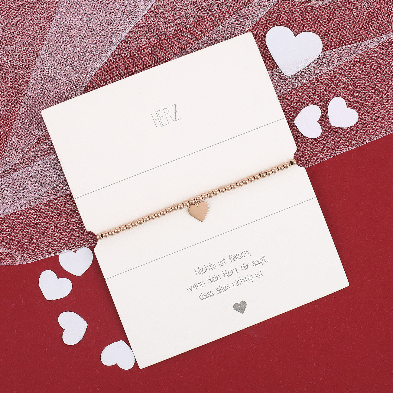 Herzarmband in Verpackungsinnerem - Liebe muss echt sein