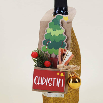Personalisierter Flaschenanhänger zu Weihnachten zum Befüllen
