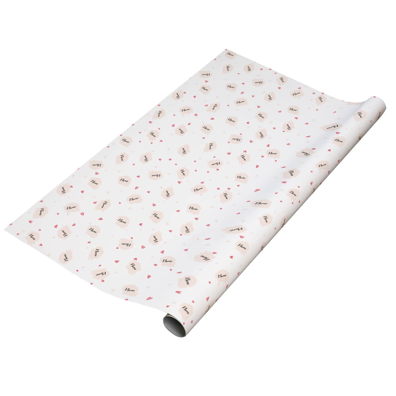 Geschenkpapier mit Herzchen und Wunschname